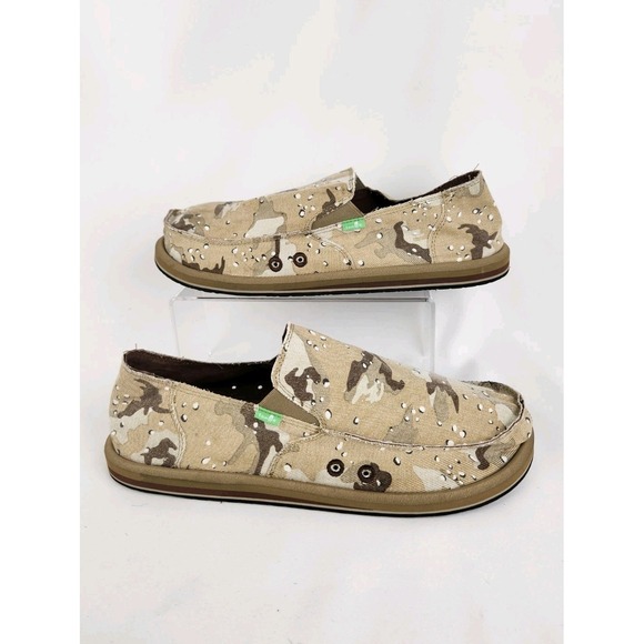 Sanuk Men's Size 12 Vagabond Desert Camo Slip On Boat Shoes Light Outdoor Surfer - Picture 1 of 12